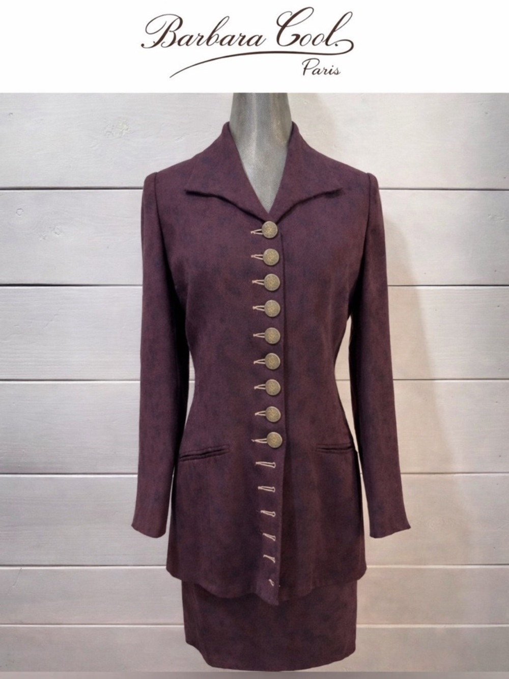 BARBARA COOL – Burgundy Two-Piece Suit Set – Size S